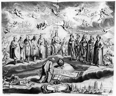 Sobiescianumまたはサポート、Uranographia、ヨハネスヘヴェリウス（1611-87）、チャールズデラヘイによって刻印。 1687年 作： Andrzej Stech