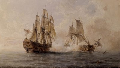 1747年にイギリスのダーマスと栄光の船を戦う-XIXセンチュリー 作： Angel Maria Cort