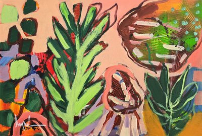 鮮やかな植物のモチーフ 作： 