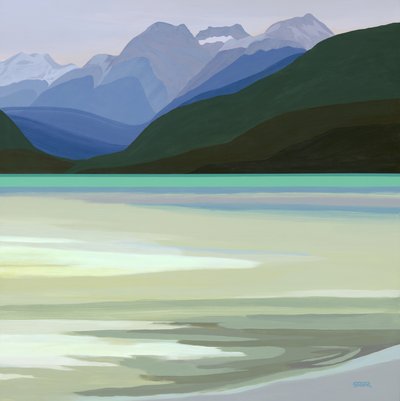 山間の湖の映り込み 作： Angela Seear