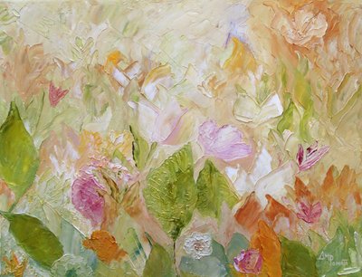 質感のあるパステルカラーの花 作： Angeles M. Pomata