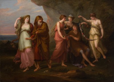 カリプソのテレマコスとニンフたち、1782年。 作： Angelica Kauffman