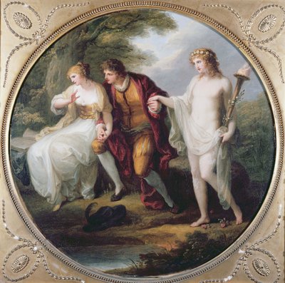 アベラールが処女膜をヘローズに提示 作： Angelica Kauffmann