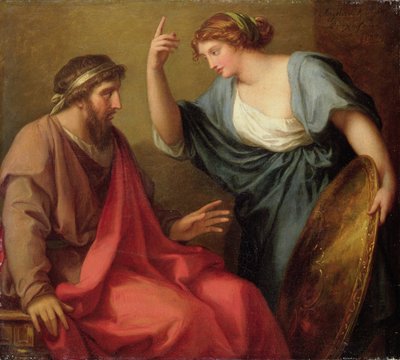 エジェリア、ヌマポンピリウスに盾を渡す、1794年 作： Angelica Kauffmann