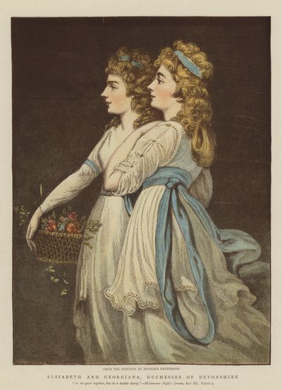 エリザベスとジョージアナ、デボンシャー公爵夫人（クロモリト） 作： Angelica Kauffmann