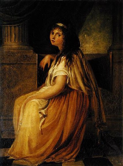 ギリシャ的態度」の衣装を着たレディ・ハミルトン（1765年頃～1815年）（油彩・キャンバス 作： Angelica Kauffmann