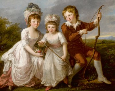 ジョージアナ・スペンサー夫人、ヘンリエッタ・スペンサー、ジョージ子爵アルソープの肖像、c。 1766。 作： Angelica Kauffmann
