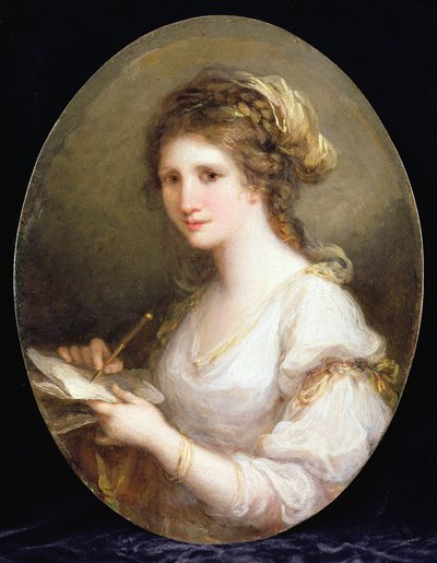 ある女性の肖像」（自画像の可能性あり）（銅に油彩 作： Angelica Kauffmann