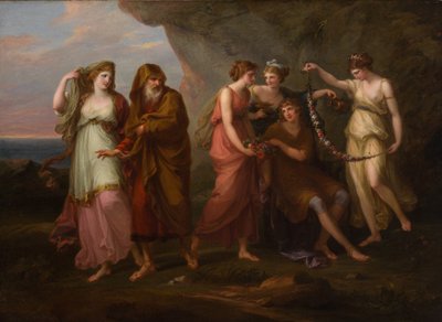 テレマコスとカリプソのニンフ、1782 作： Angelica Kauffmann