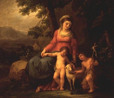 聖母マリアとキリストの子と洗礼者ヨハネ 作： Angelica Kauffmann