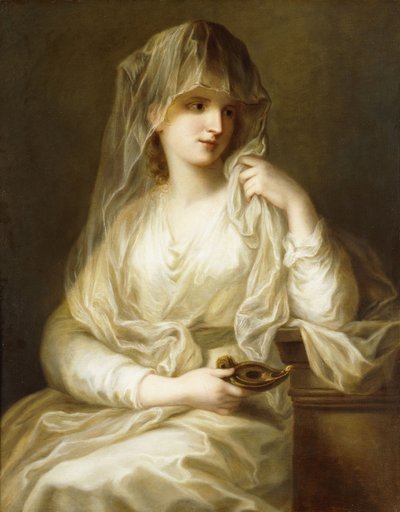 Tuccia、Vestial Virgin、4分の3の長さ、ランプを持って、 作： Angelica Kauffmann