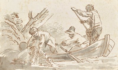 網を引っ張る漁師 作： Angelica Kauffmann
