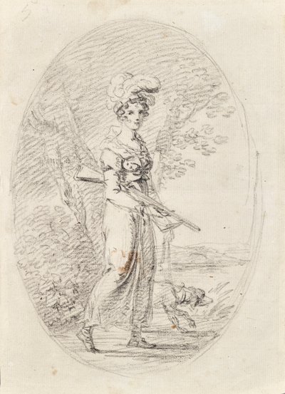 犬を連れたハントレス 作： Angelica Kauffmann