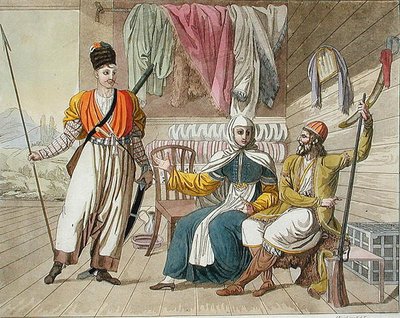 グレベンスキー・コサック（1820年代〜30年代に出版されたジュリオ・フェラリオ著「Le Costume Ancien et Moderne」の図版（彩色済みエングレービング） 作： Angelo (after) Biasioli