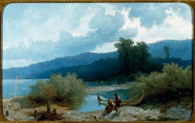 湖の風景（Lakescape） 絵画 アンジェロ・ベッカリーア（1820-1897） 1862年 薄暗い 55,5x90,3 cm ゲネス近代美術館（Galleria d