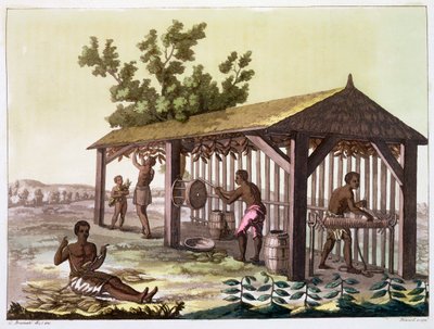 たばこを準備する奴隷たち、バージニア州、アメリカ合衆国。 c1790 c1820-1839 作： Angelo Biasioli