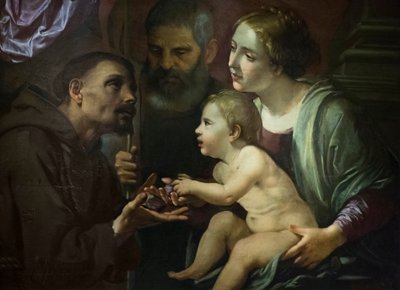 アッシジの聖フランシスコと聖家族 作： Angelo Caroselli