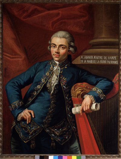 ドイツの作曲家でハープ奏者のフィリップジョセフヒンナーの肖像（1805年以降1754年） 作： Angelo Crescimbeni