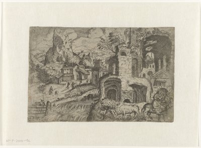 エジプトへの逃避のある風景 作： Angelo Falconetto (attributed to)