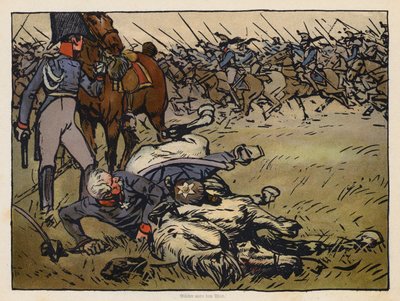 リグニーの戦いで死んだ馬の下敷きになったブリュッヒャー元帥（クロモリト撮影） 作： Angelo Jank