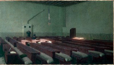 ミラノの高齢者ホスピスPio Albergo Trivulzioのクリスマス 絵画：Angelo Morbelli (1853-1919) 1909年 Dim.99x173.5 cm トリノ、Galleria Civica d