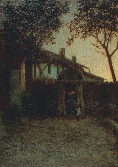 アンジェロ・モルベッリの「夜明け 作： Angelo Morbelli