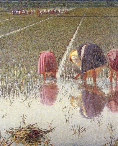 80ペニーのために」アンジェロ・モルベッリ（1853-1919）作、キャンバスに油彩、67,5x124,5 cm、詳細 作： Angelo Morbelli