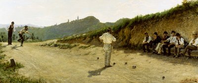 ボウズのゲーム」アンジェロ・モルベリ作 1885年 油彩・キャンバス 作： Angelo Morbelli