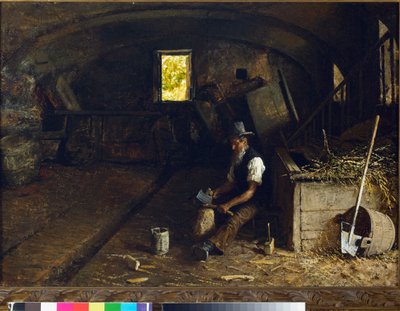 ウッドスプリッター。 1881-84 作： Angelo Morbelli