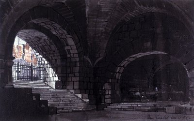 1912 年 10 月 26 日にミラノのスカラ座で上演された、イタリアの作曲家ジュゼッペ ヴェルディ (1813-1901) によるオペラ「ドン カルロス」の第 4 幕第 2 場のアンジェロ パラヴィチーニの舞台装置 . 作： Angelo Parravicini