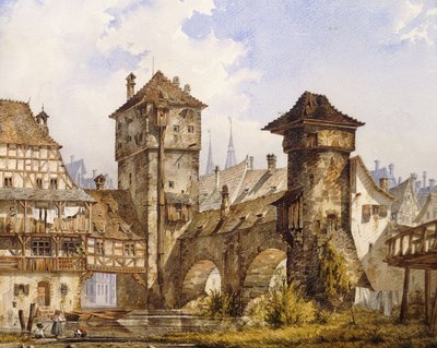 ニュルンベルクの眺め、1856 作： Angelo Quaglio
