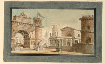 ステージデザイン、港近くの建物群 作： Angelo Toselli