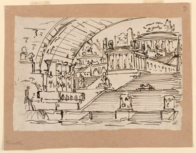 舞台デザイン、架空の都市 作： Angelo Toselli