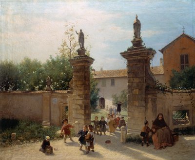 学校の終わりやフォッポニーノで 作： Angelo Trezzini