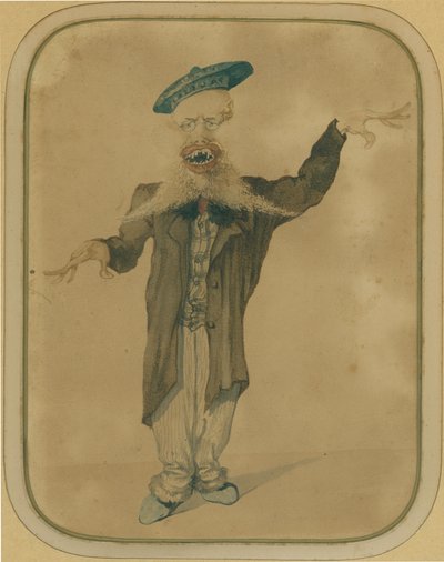 パリから帰国したテレマコ・シニョリーニの風刺画、1884年頃（テンペラ、厚紙） 作： Angiolo Tricca