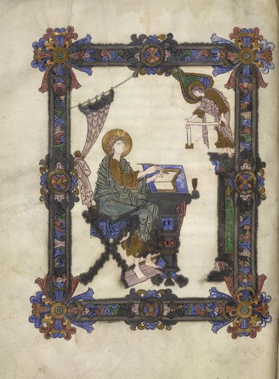 追加 34890 f.10v St. Matthew、Winchester School、c.1020 (ベラム) 作： Anglo Saxon