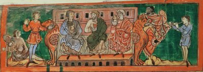 Cott Tib B V f.4v 貴族、終末の前夜、カレンダーから、1030年頃（ベラム） 作： Anglo Saxon