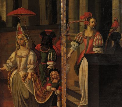 4つ折りの両面スクリーン、c.1700 作： Anglo Flemish School