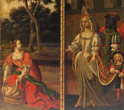 4つ折りの両面スクリーン、c.1700 作： Anglo Flemish School
