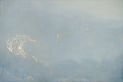 光、2022年（リネンにオイルと金箔） 作： angus hampel