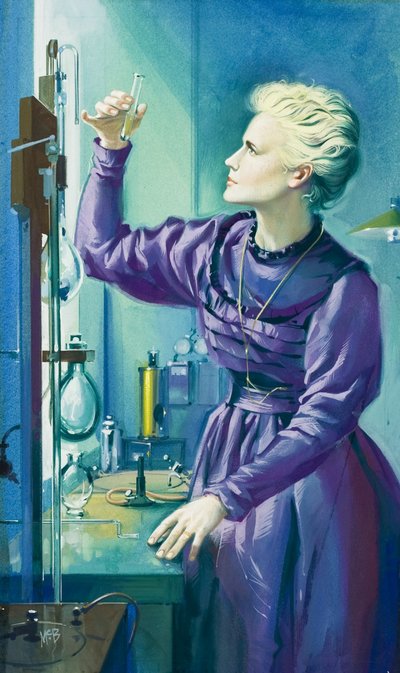 キュリー夫人（1867-1934）（紙にグワッシュ） 作： Angus McBride