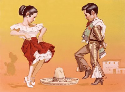 民族衣装を着たメキシコの子供たち 作： アンガス・マクブライド