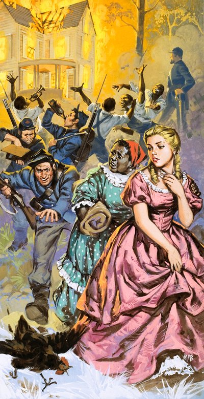 怯える南部住民の家を略奪する北部軍 作： Angus McBride