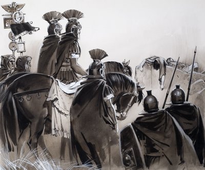 戦いの後のローマ兵（紙にグワッシュ） 作： Angus McBride