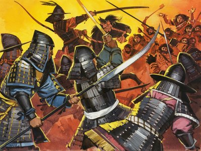 戦闘中の正体不明の日本人戦士たち 作： Angus McBride