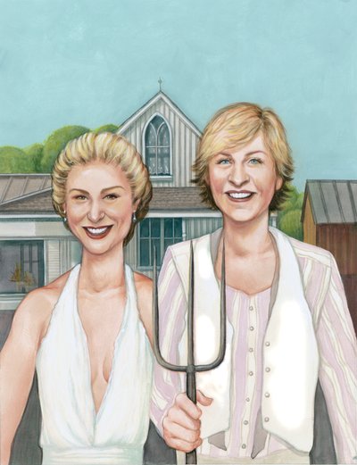 エレンとポーシャ, 2008 （アクリル、イラストレーションボード） 作： Anita Kunz