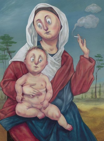 Madonna On A Cigarette Break, 2018（イラストレーションボードにアクリル絵の具） 作： Anita Kunz