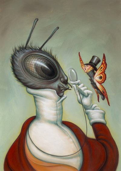 ニューヨーカーの虫, 2003 アクリル、イラストレーションボード 作： Anita Kunz