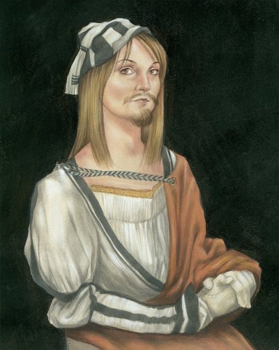 顔の毛のある自画像, 2011（イラストレーションボードにアクリル絵の具） 作： Anita Kunz