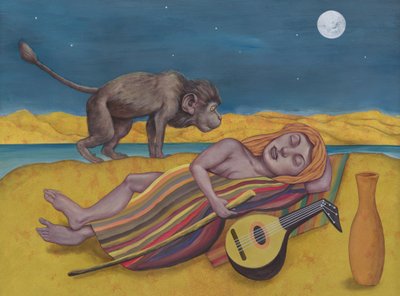 眠れるロマ》2015年（イラストレーションボードにアクリル絵の具） 作： Anita Kunz
